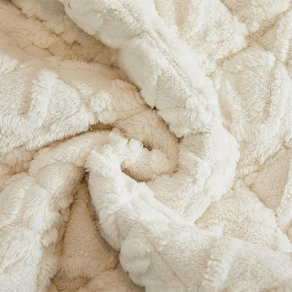 Plush Quilted Sofa Cover with Sherpa Trim