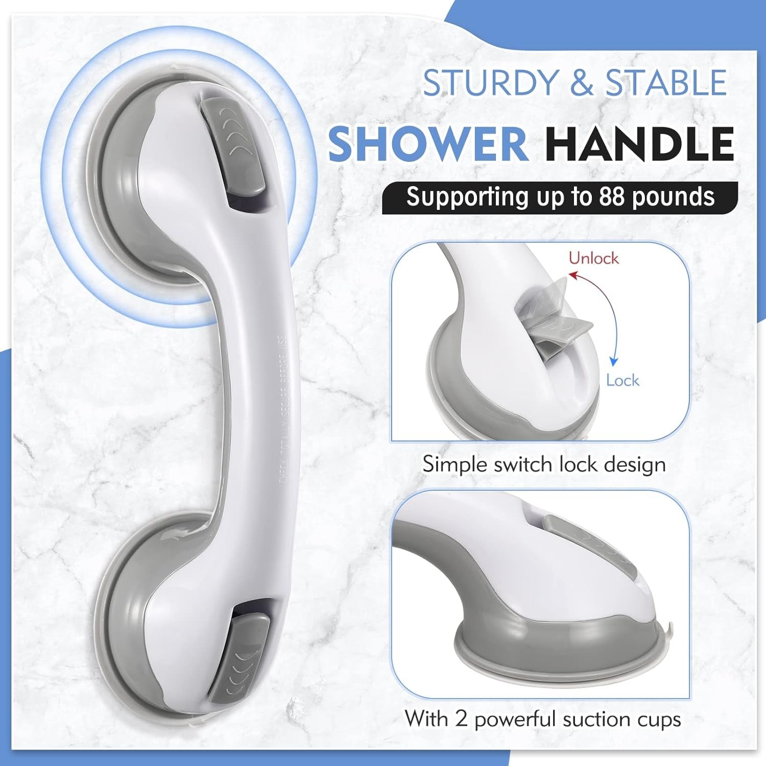 Portable Shower Grab Bar with Safety Lock