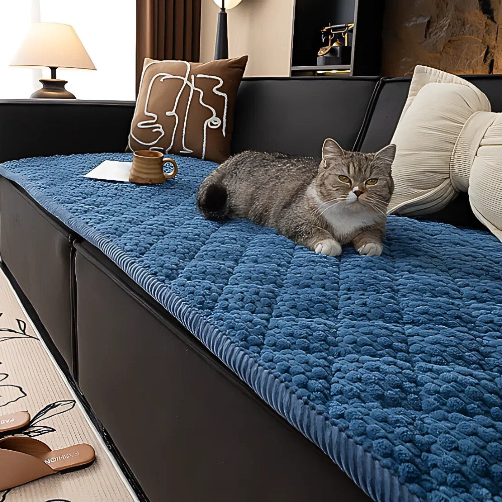 Quilted Plush Sofa Cover with Non Slip Fit