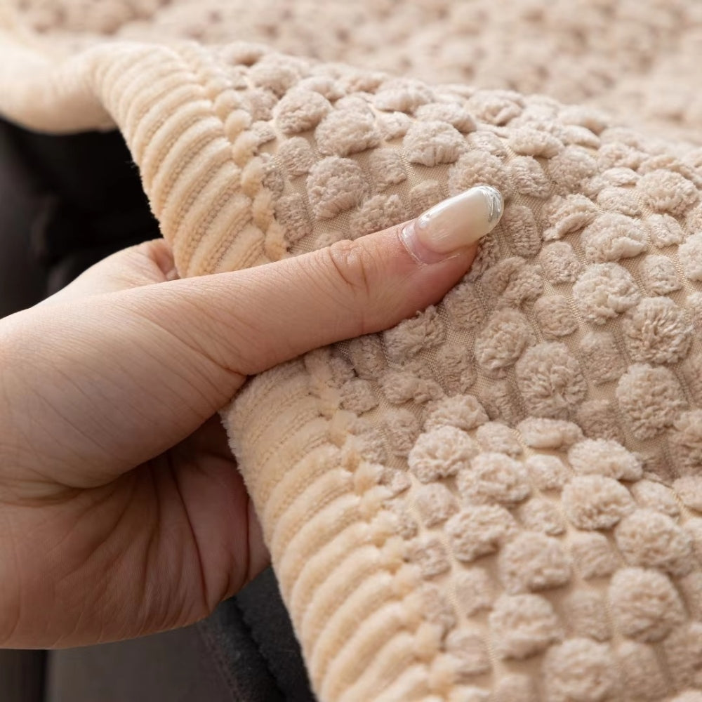 Quilted Plush Sofa Cover with Non Slip Fit