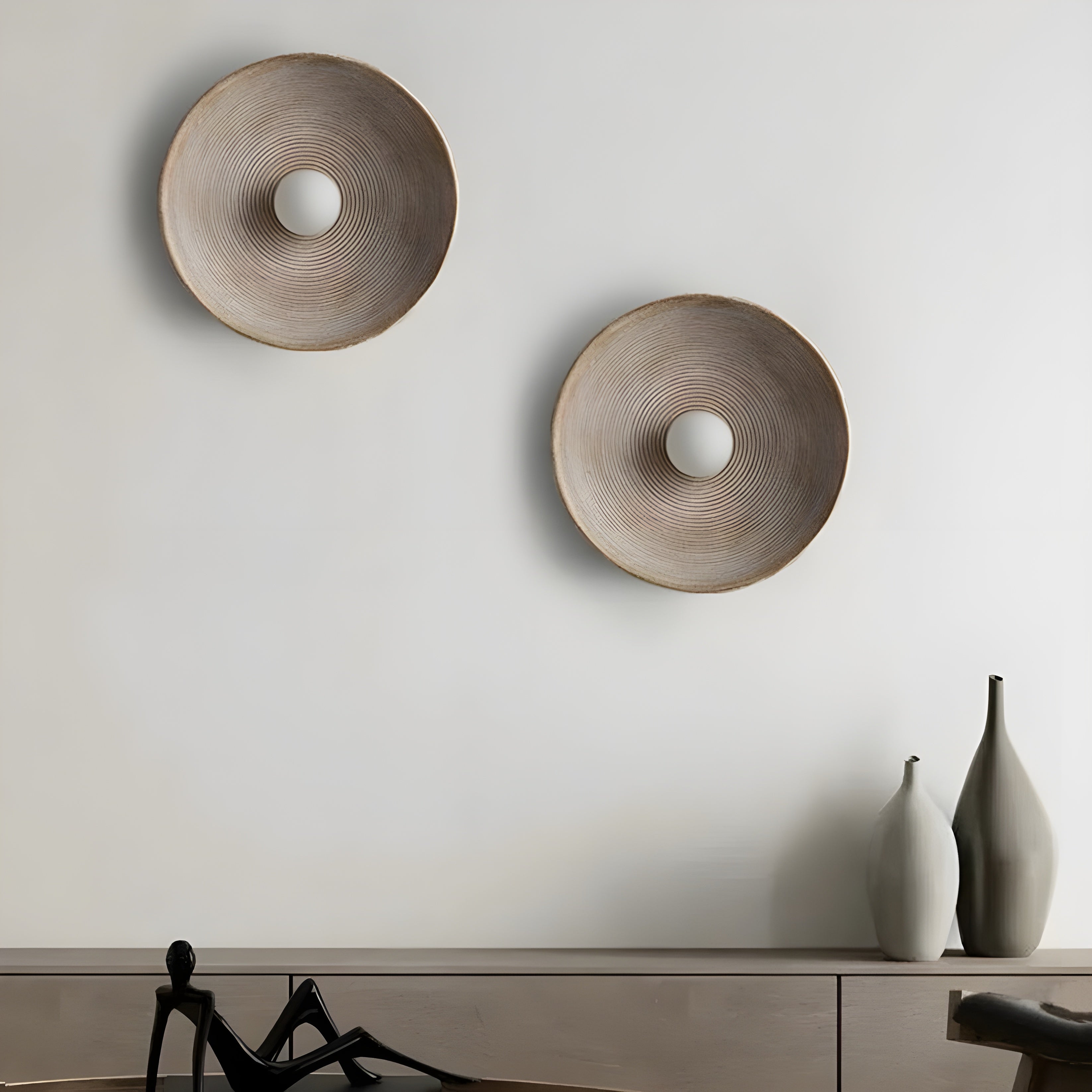 Resin Ribbed Round Wall Sconce with Globe Light