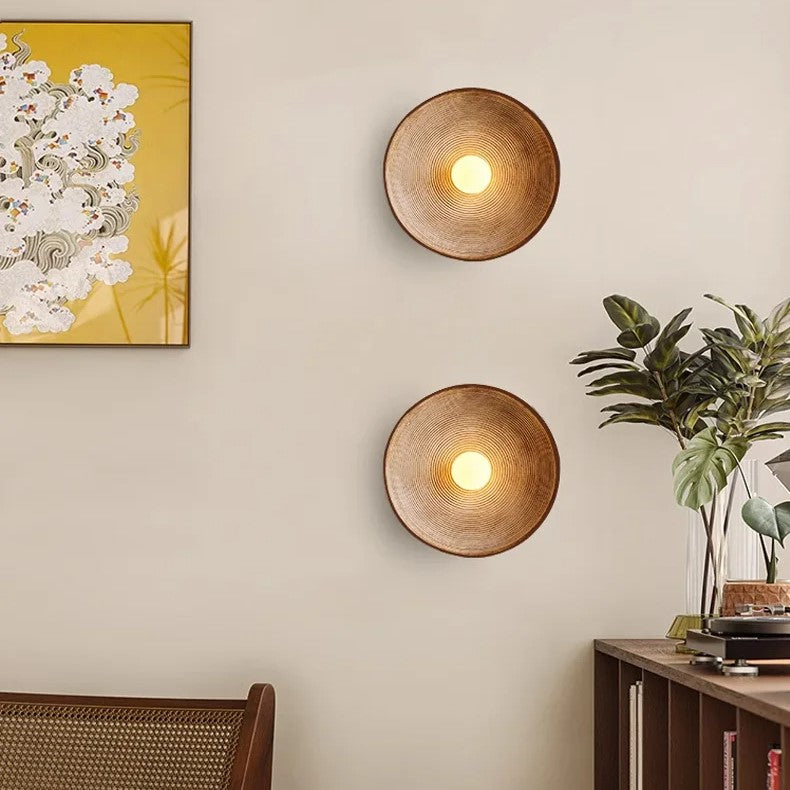 Resin Ribbed Round Wall Sconce with Globe Light