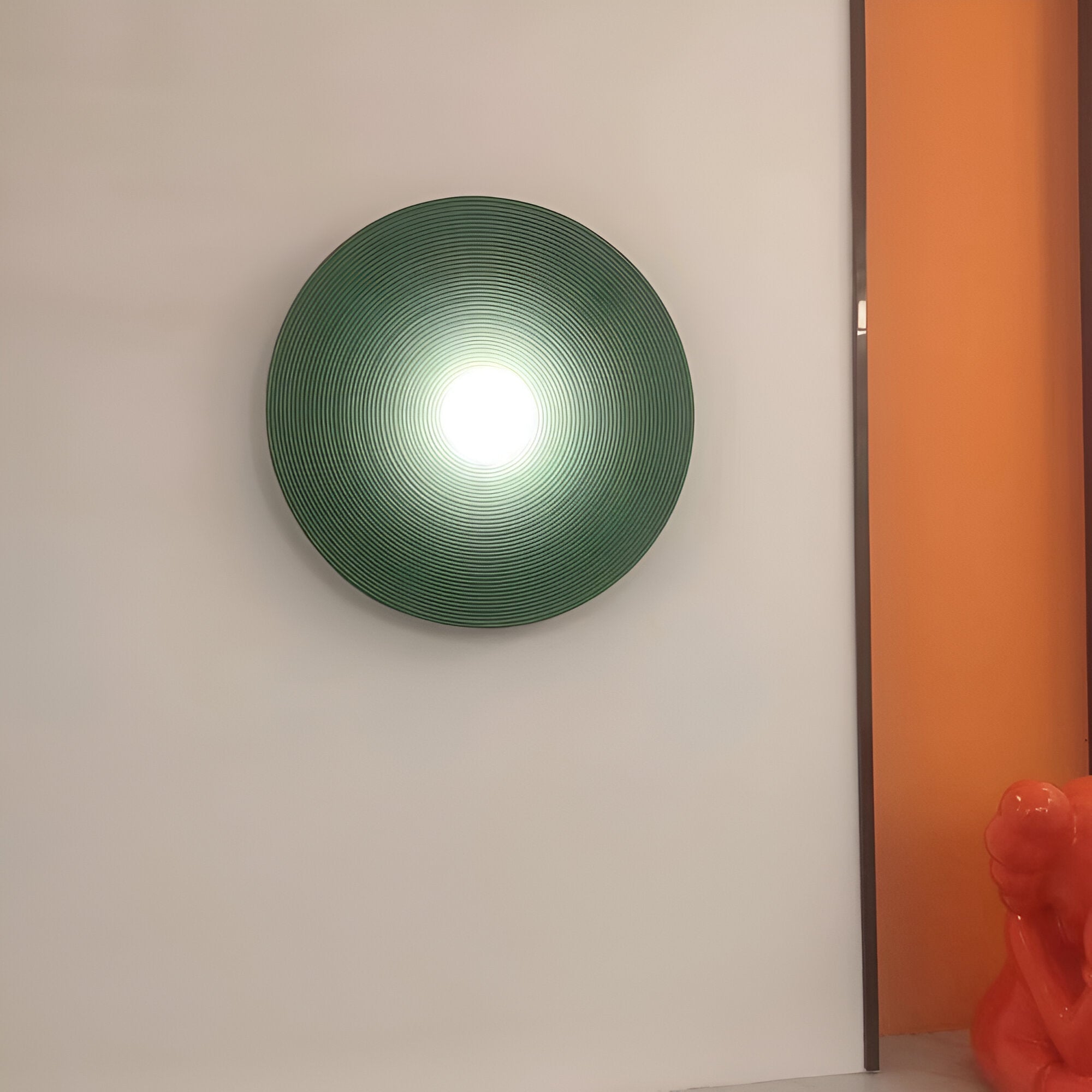 Resin Ribbed Round Wall Sconce with Globe Light