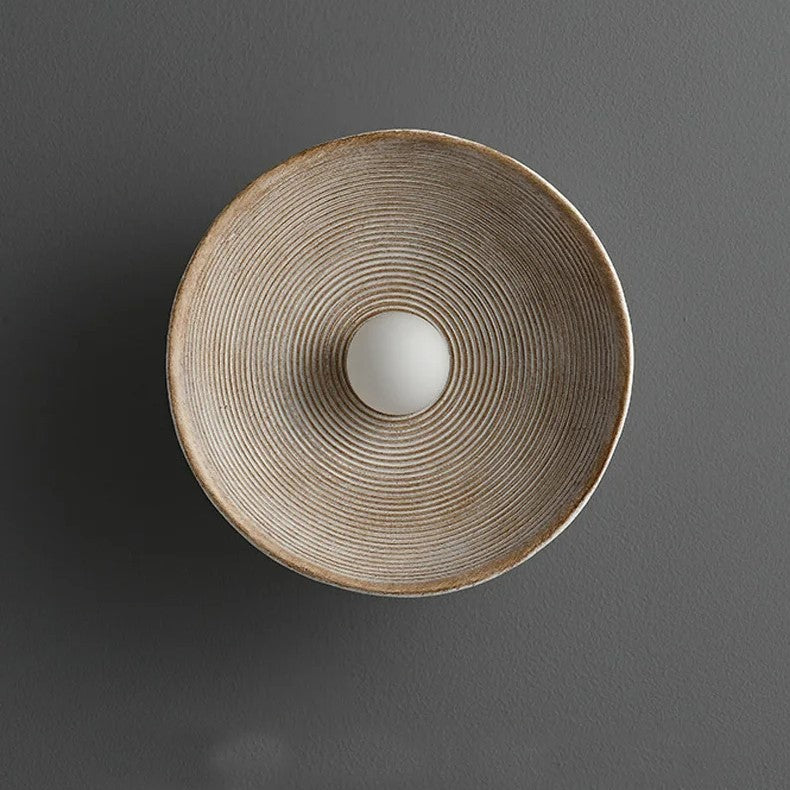 Resin Ribbed Round Wall Sconce with Globe Light