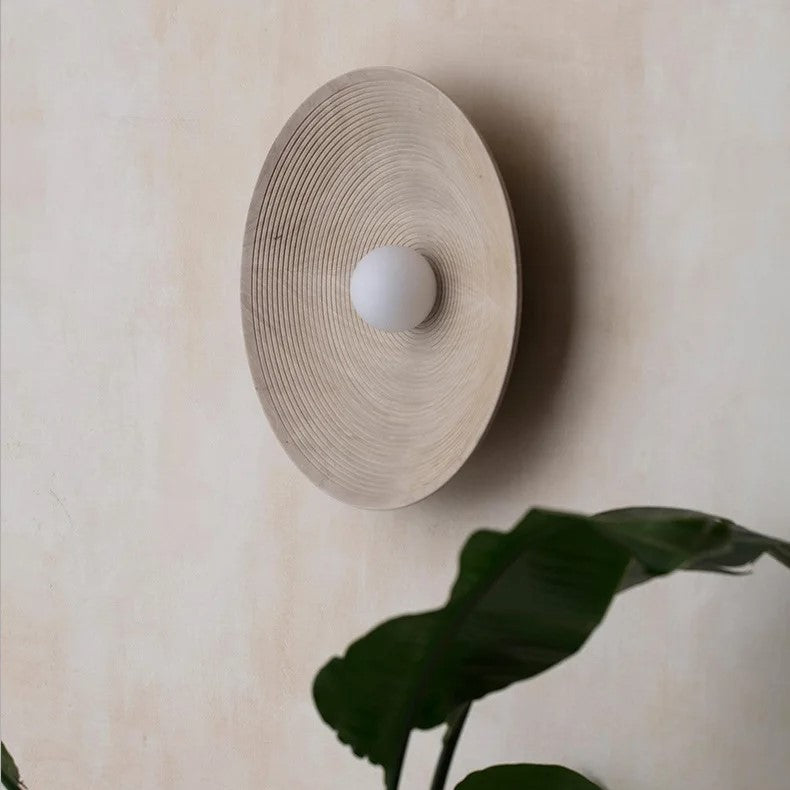 Resin Ribbed Round Wall Sconce with Globe Light