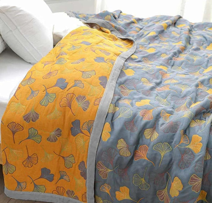 Reversible Ginkgo Leaf Throw Blanket
