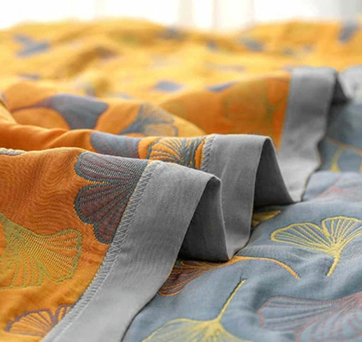 Reversible Ginkgo Leaf Throw Blanket