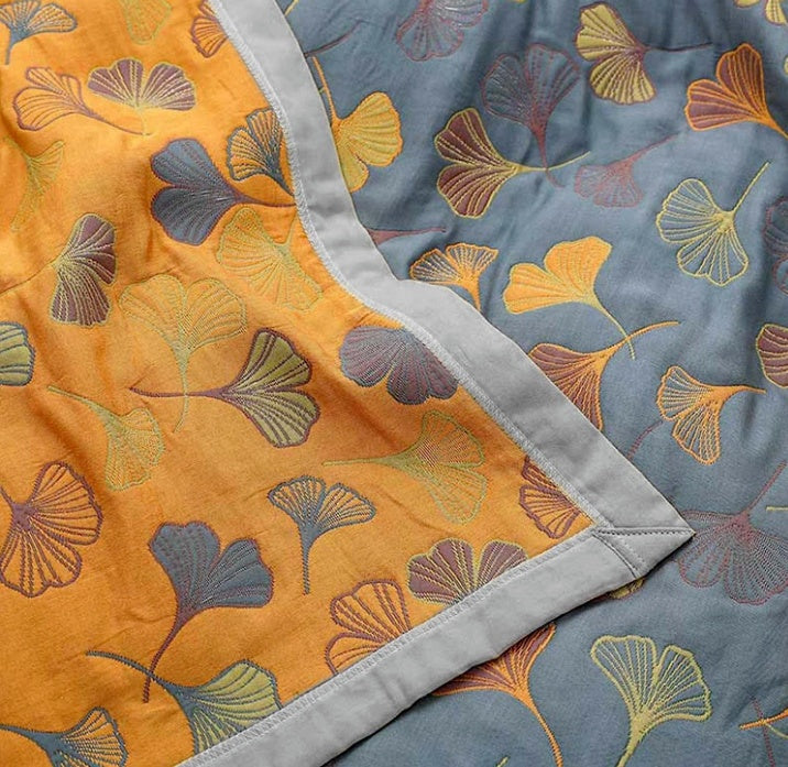 Reversible Ginkgo Leaf Throw Blanket