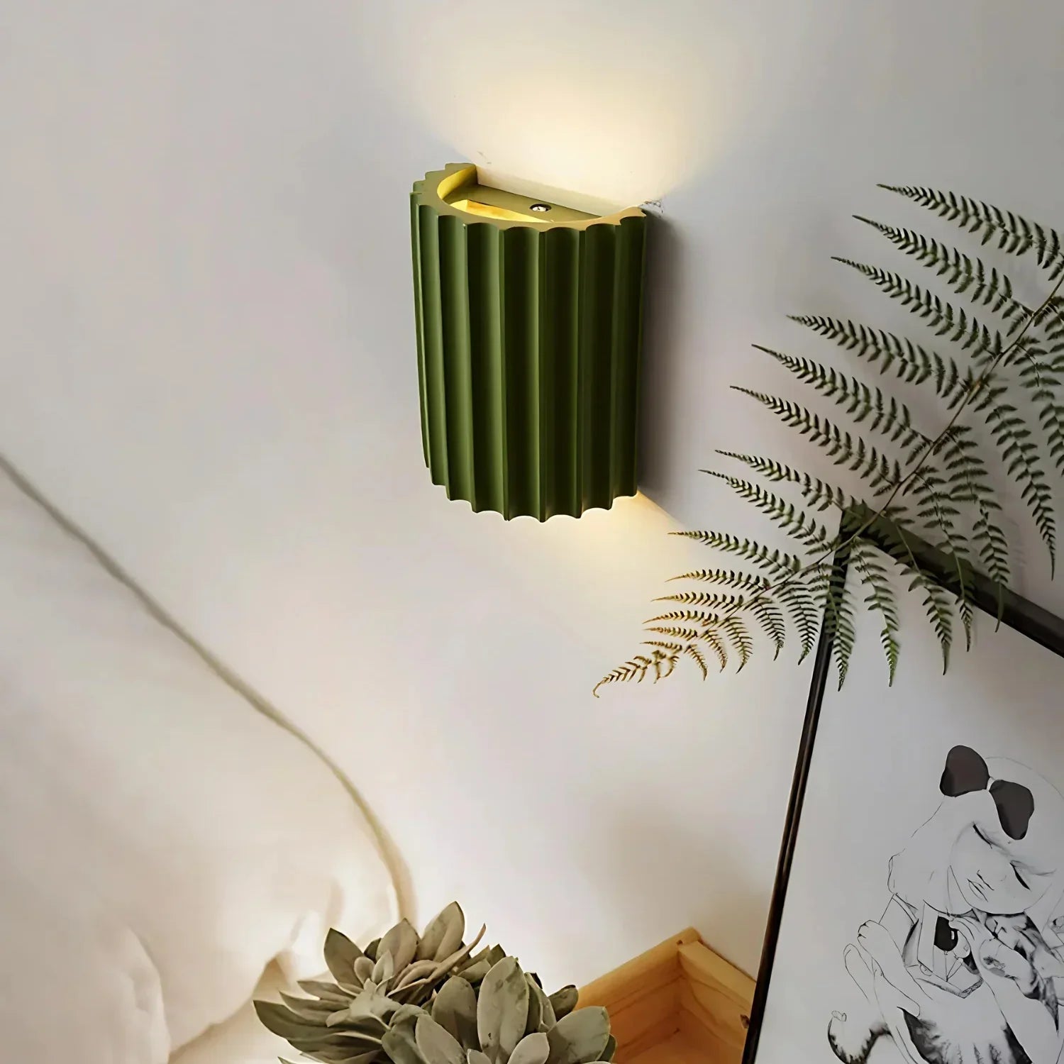 Ribbed Resin Wall Sconce with Dual LED Light