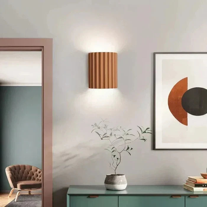 Ribbed Resin Wall Sconce with Dual LED Light