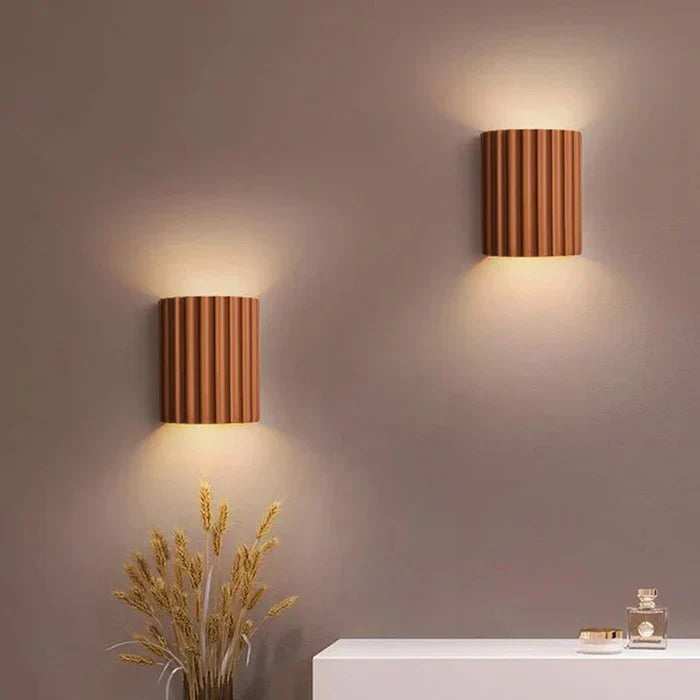 Ribbed Resin Wall Sconce with Dual LED Light