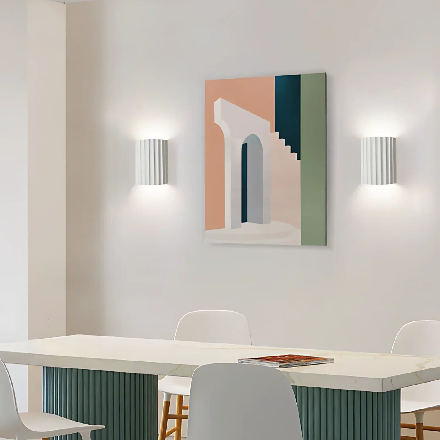 Ribbed Resin Wall Sconce with Dual LED Light