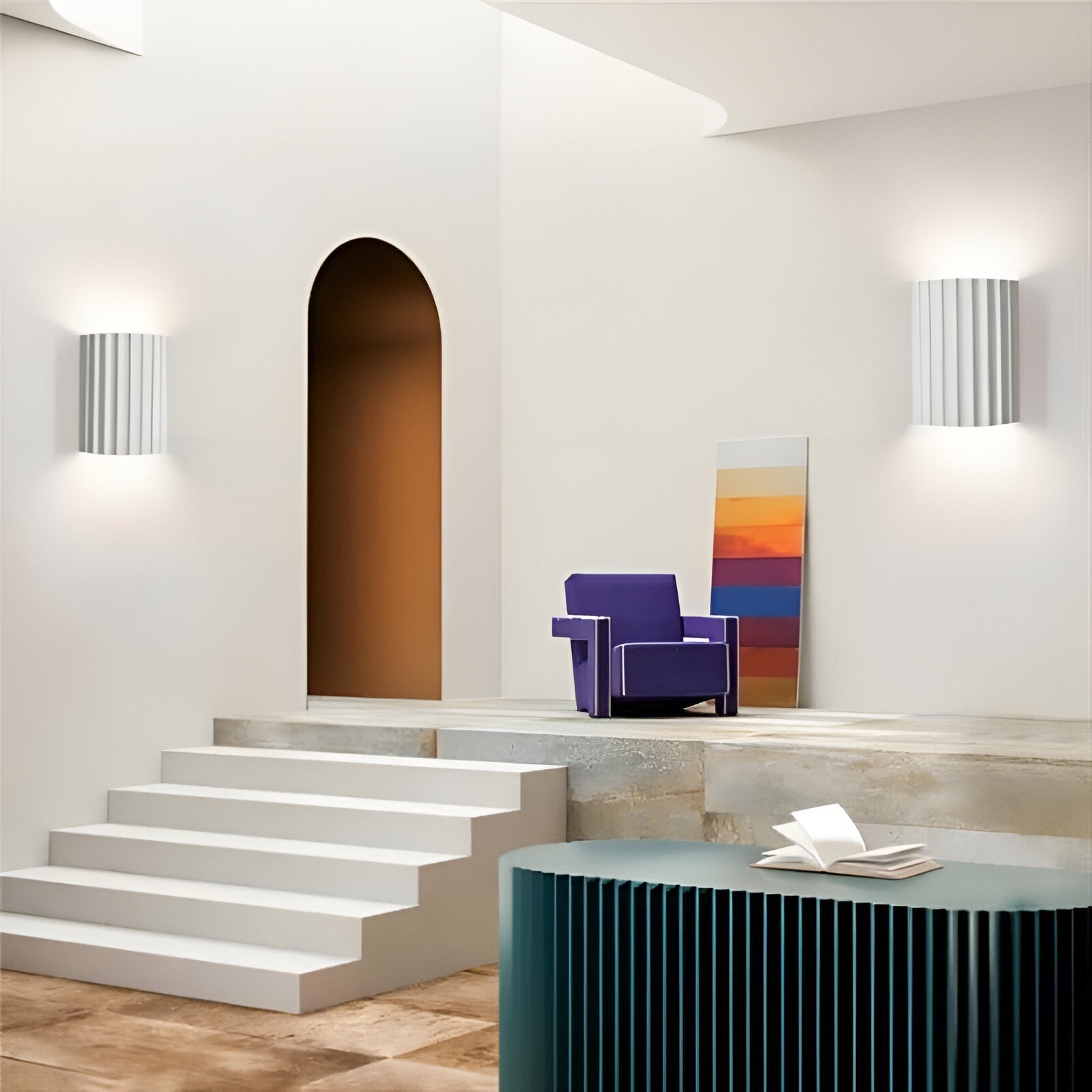 Ribbed Resin Wall Sconce with Dual LED Light