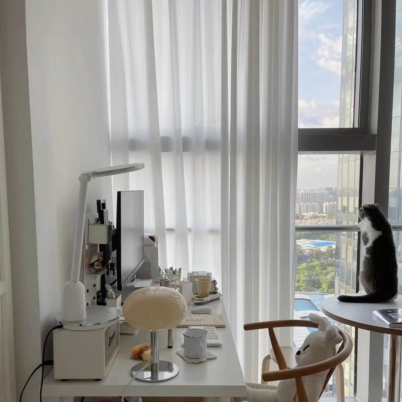 Round Glass Table Lamp with Iron Base Design