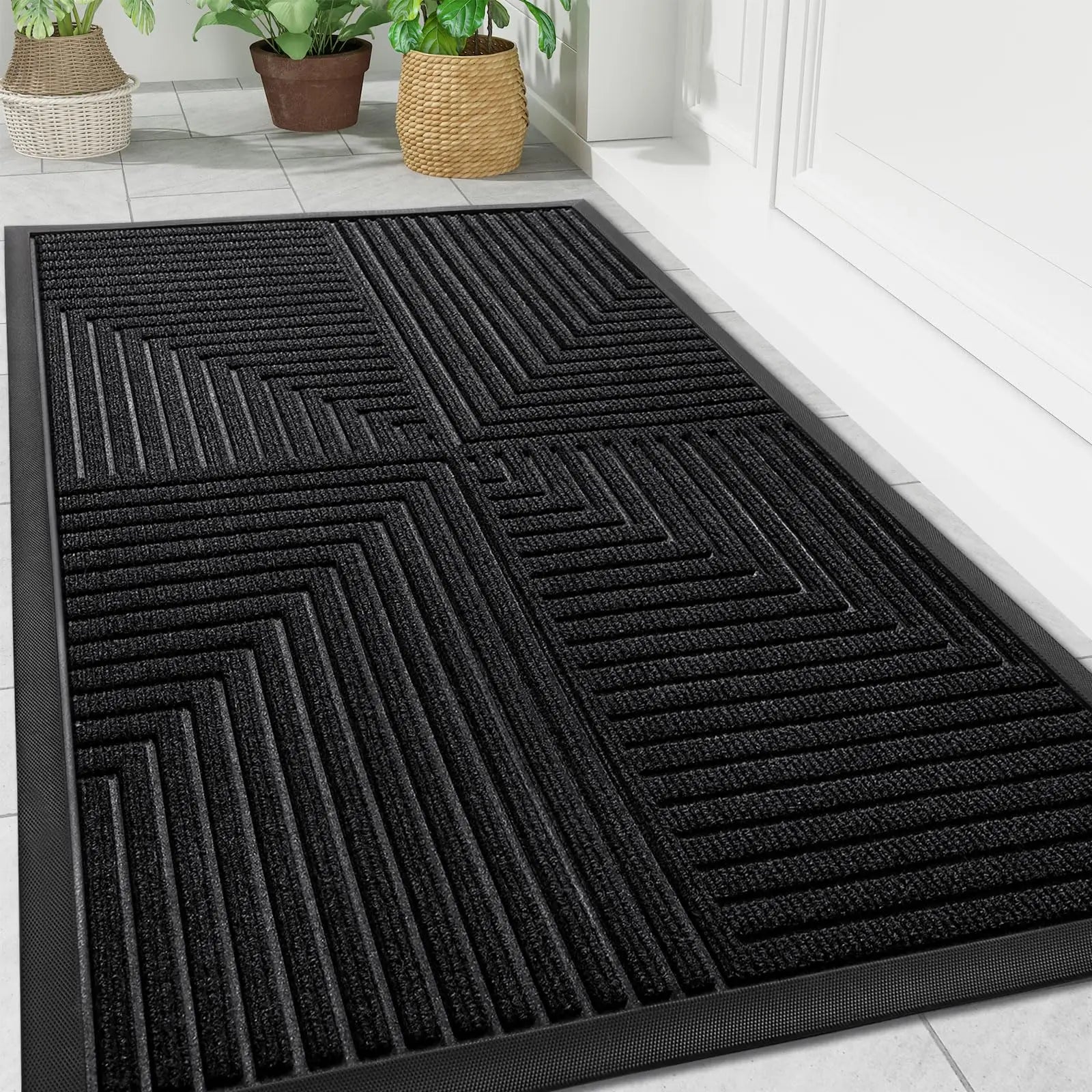 Rubber Antislip Doormat with Chevron Grip