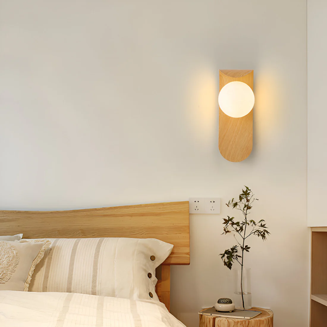 Scandinavian Wood Wall Sconce with Globe Light