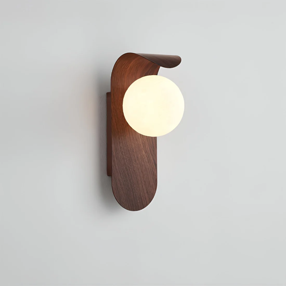 Scandinavian Wood Wall Sconce with Globe Light