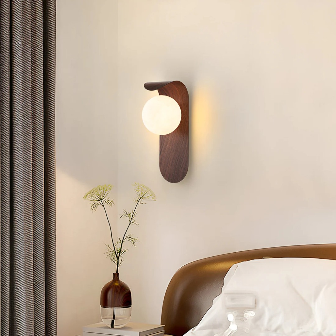 Scandinavian Wood Wall Sconce with Globe Light
