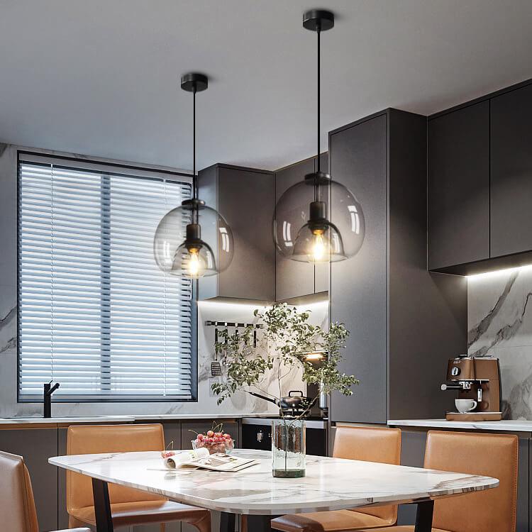 Smoked Glass Dome Pendant Light with Modern Style