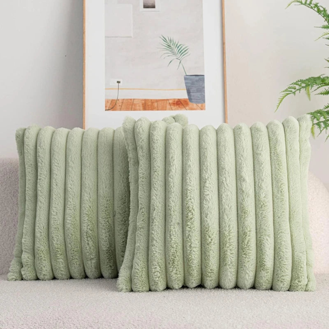 Soft Plush Ribbed Decorative Pillow Cover