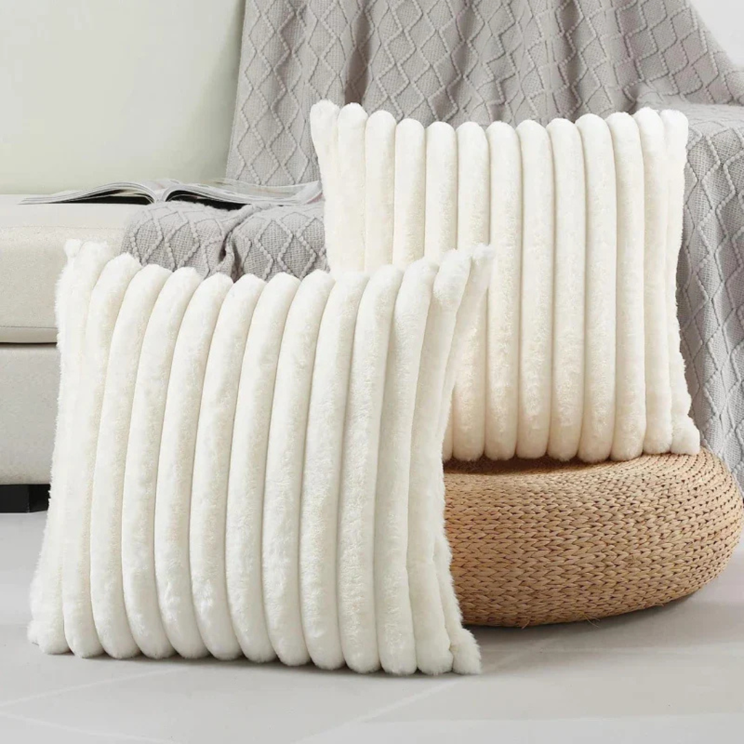 Soft Plush Ribbed Decorative Pillow Cover
