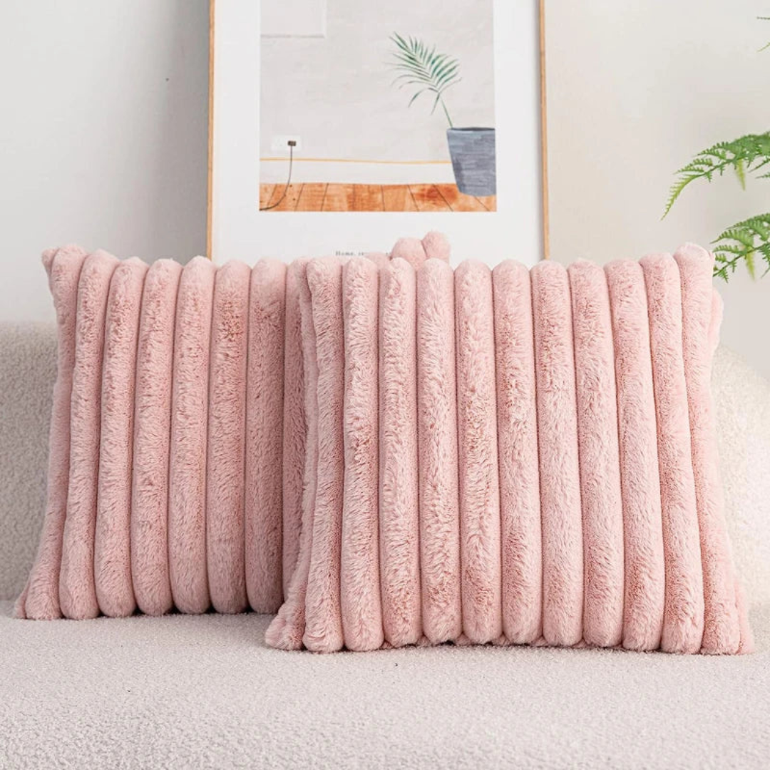 Soft Plush Ribbed Decorative Pillow Cover