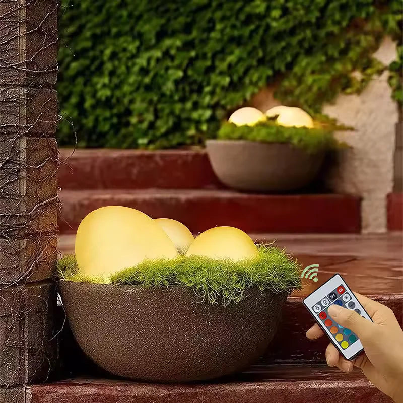 Stone Style Garden Light with LED Glow