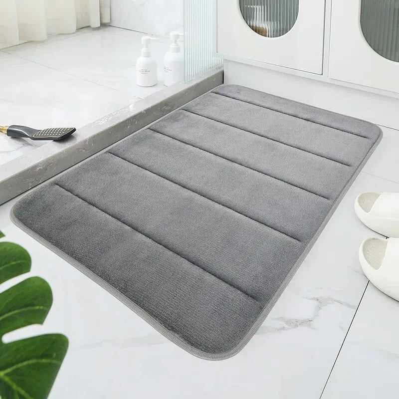 Striped Plush Bath Mat with Soft Texture
