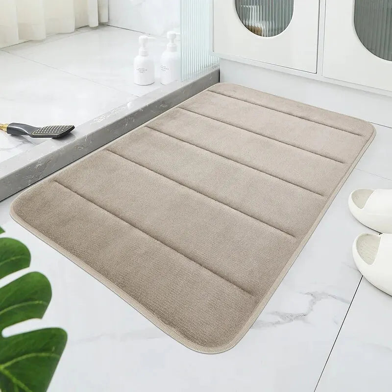 Striped Plush Bath Mat with Soft Texture