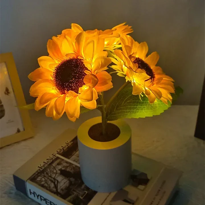 Sunflower LED Night Lamp with Decorative Pot