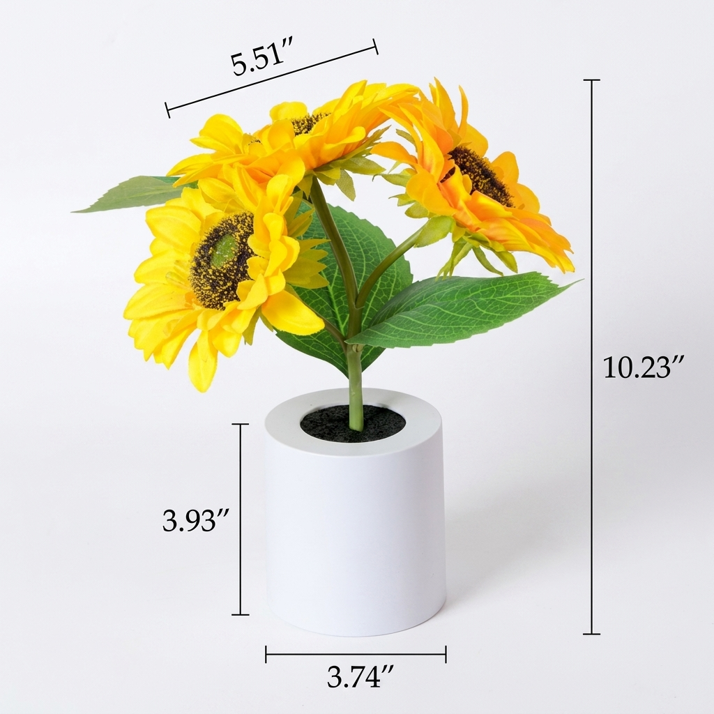 Sunflower LED Night Lamp with Decorative Pot