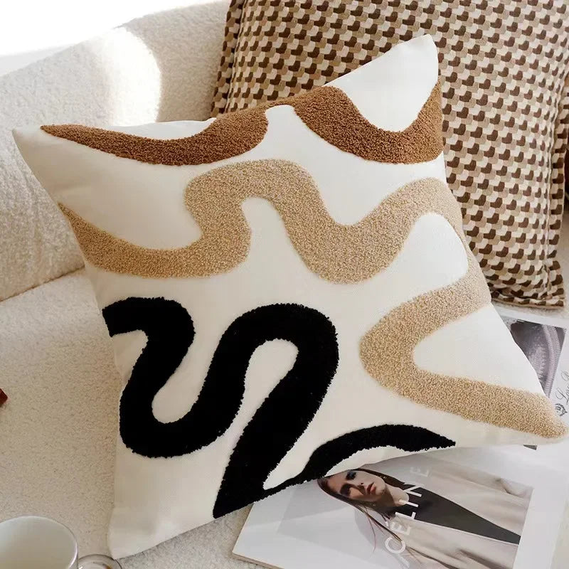 Textured Decorative Pillow with Artistic Design
