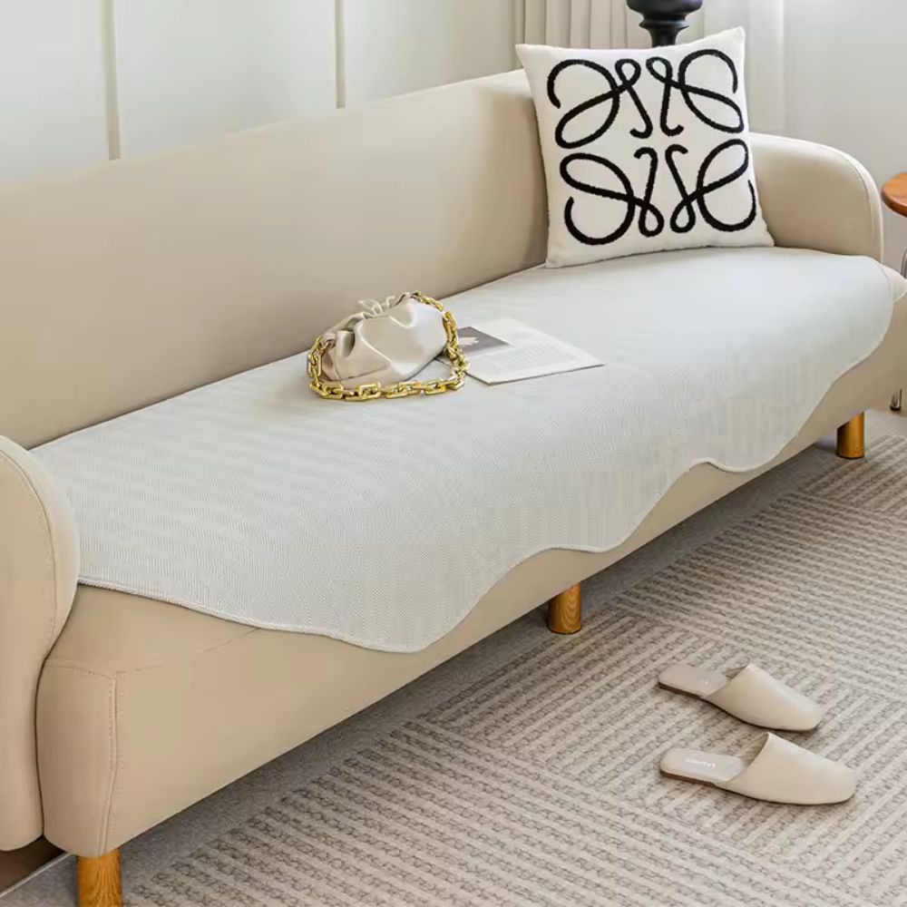 Textured Microfiber Sofa Cover Solid Color