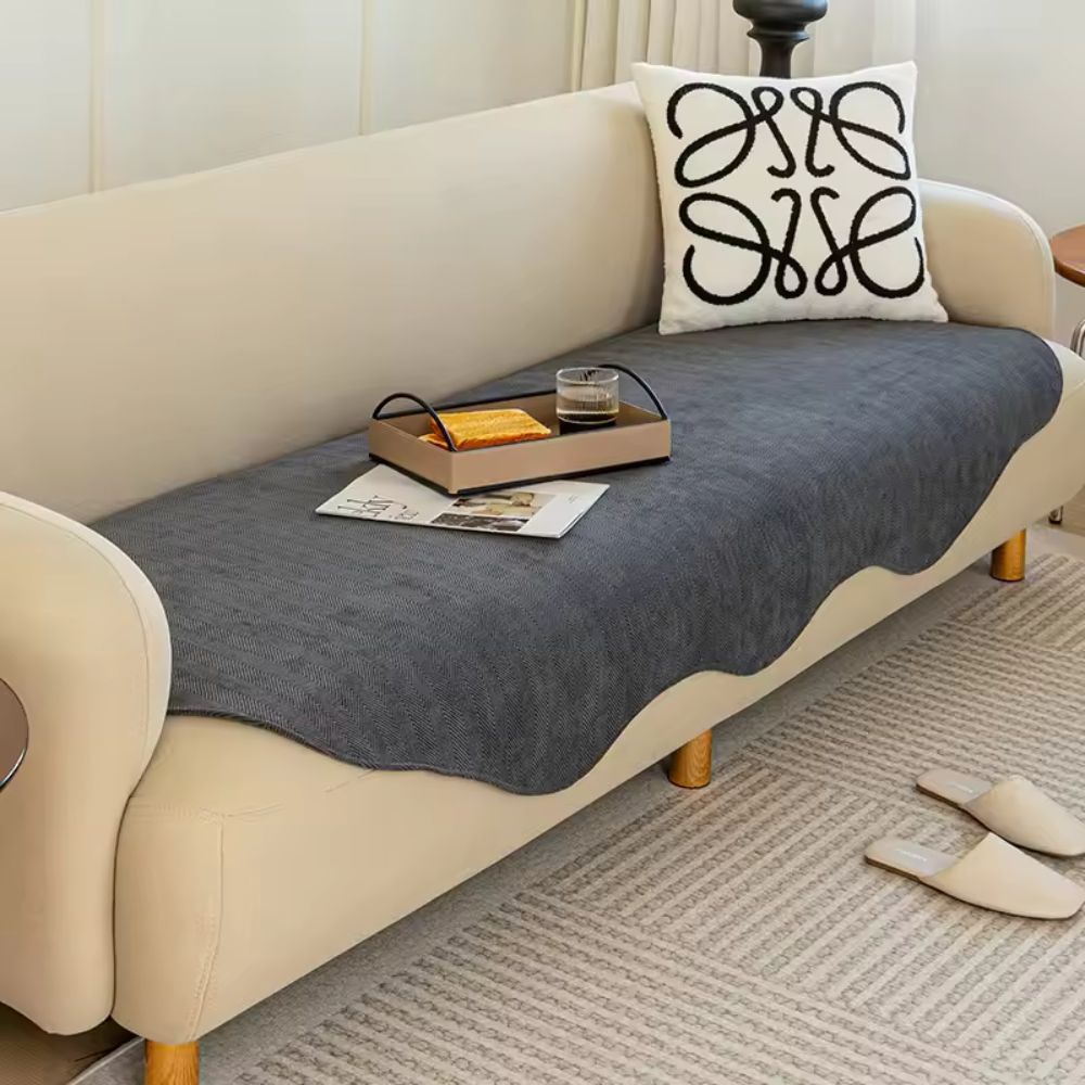 Textured Microfiber Sofa Cover Solid Color
