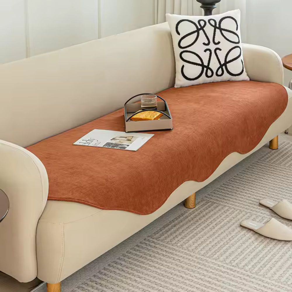 Textured Microfiber Sofa Cover Solid Color