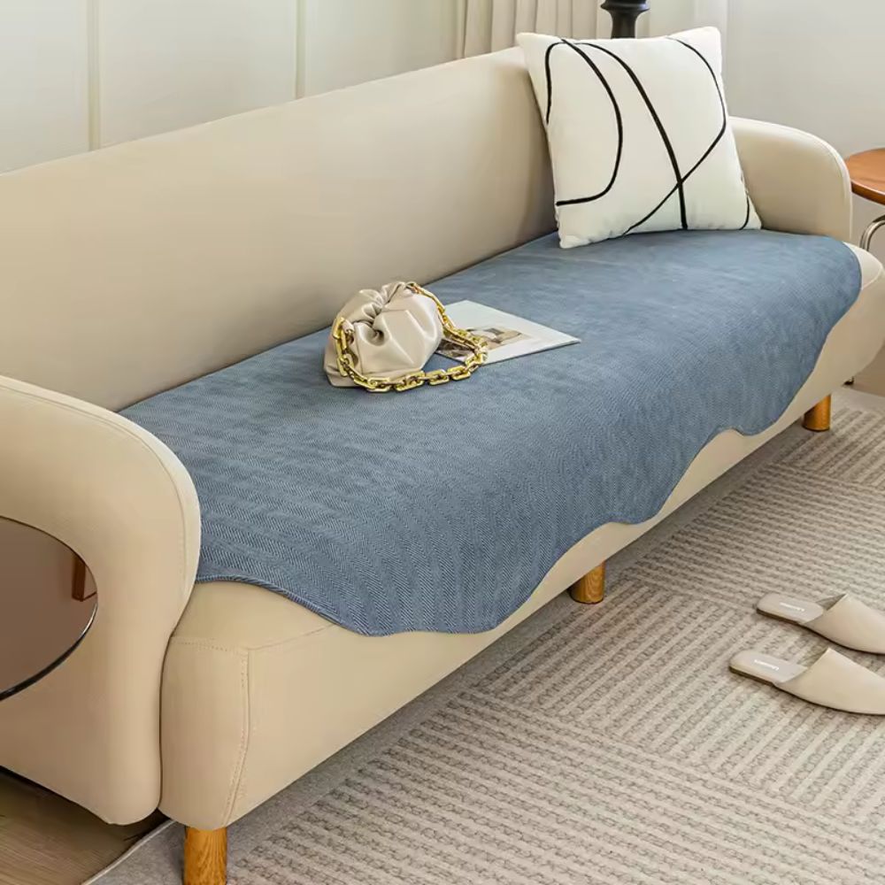 Textured Microfiber Sofa Cover Solid Color