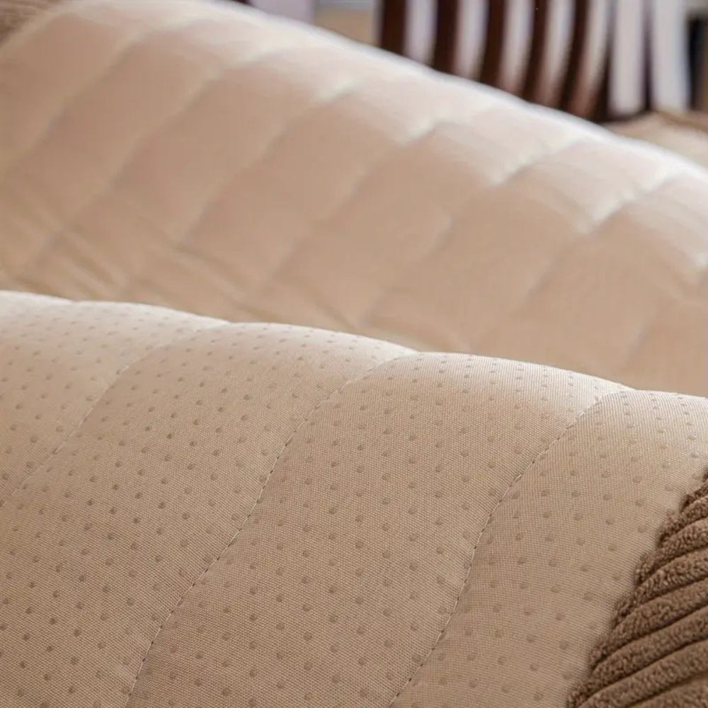 Thick Plush Sofa Cover with Anti Slip Fit