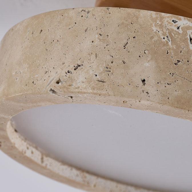 Travertine Ceiling Light with Round LED Design