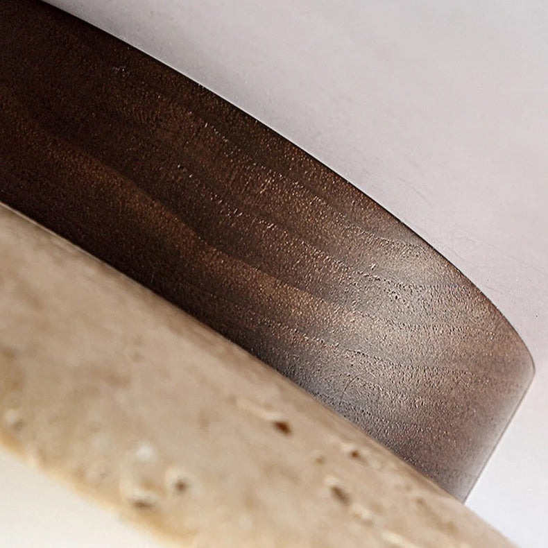 Travertine Ceiling Light with Round LED Shade