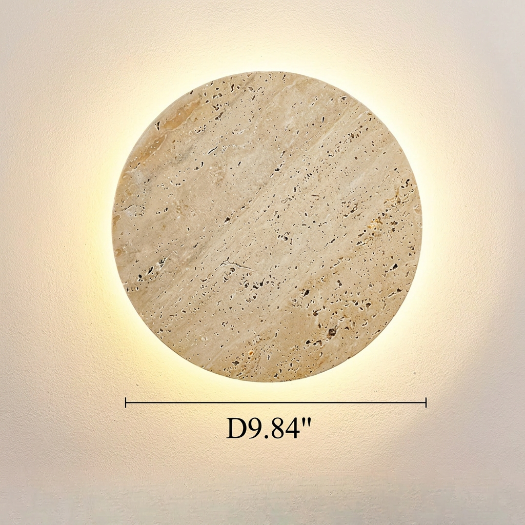 Travertine Round Wall Sconce with LED Glow