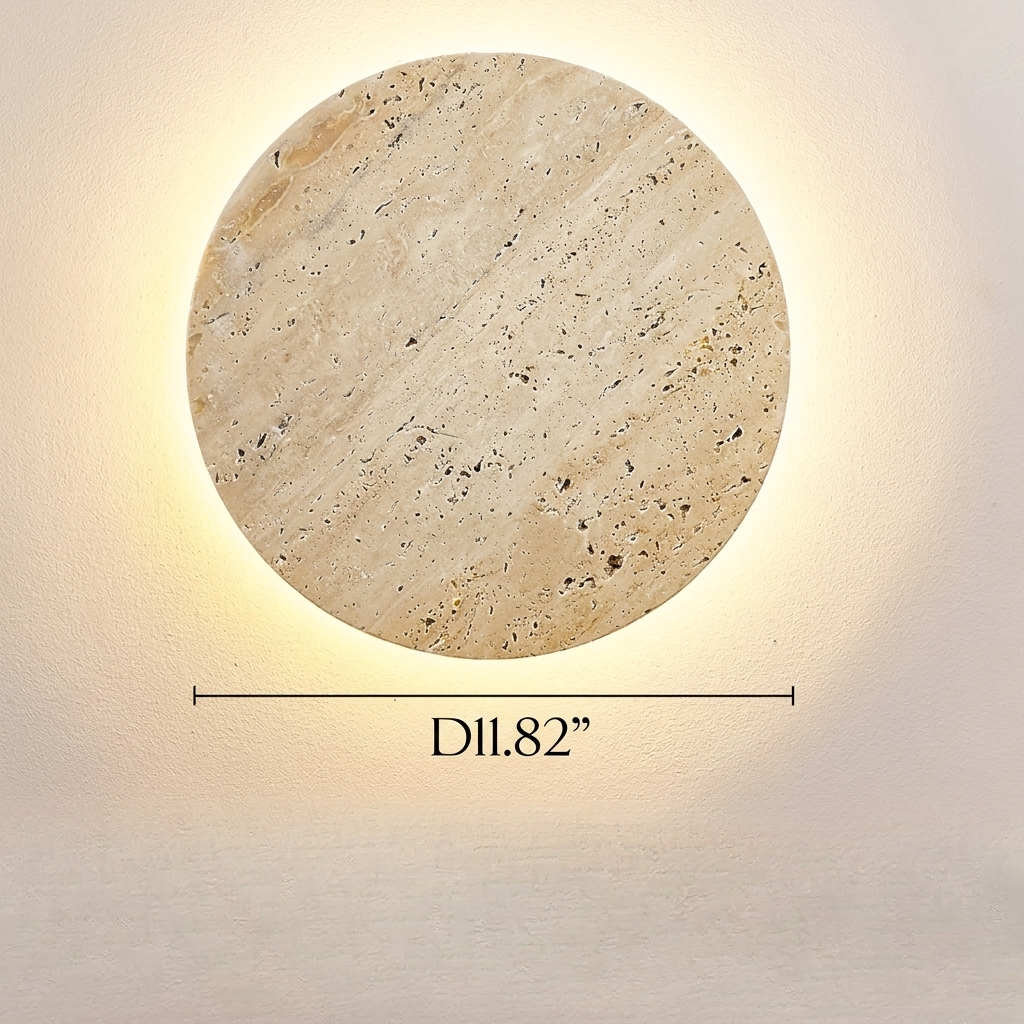 Travertine Round Wall Sconce with LED Glow
