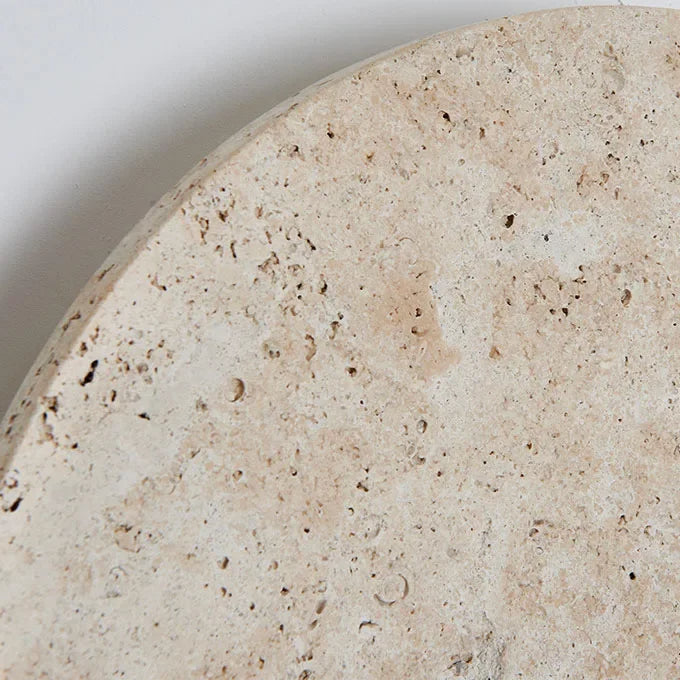 Travertine Round Wall Sconce with LED Glow