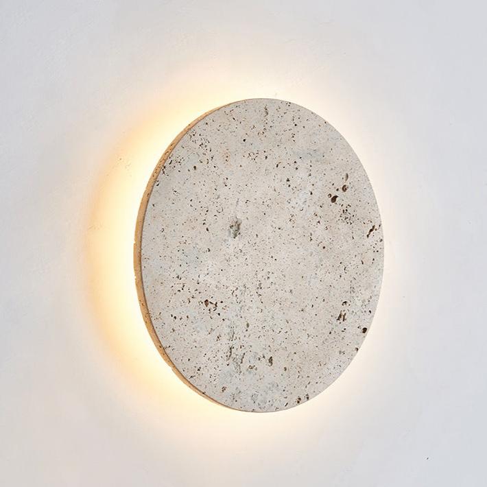 Travertine Round Wall Sconce with LED Glow