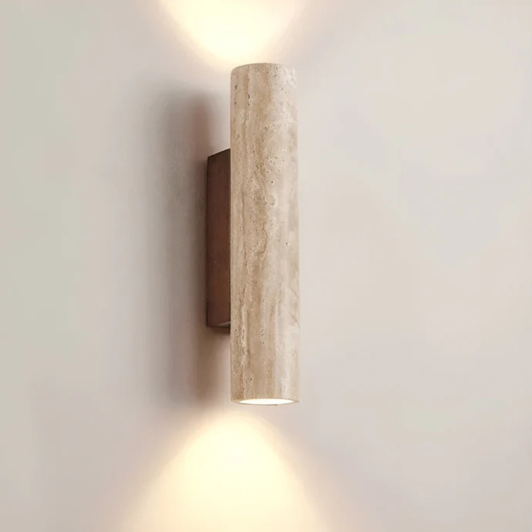 Travertine Wall Sconce with LED Light Cylinder