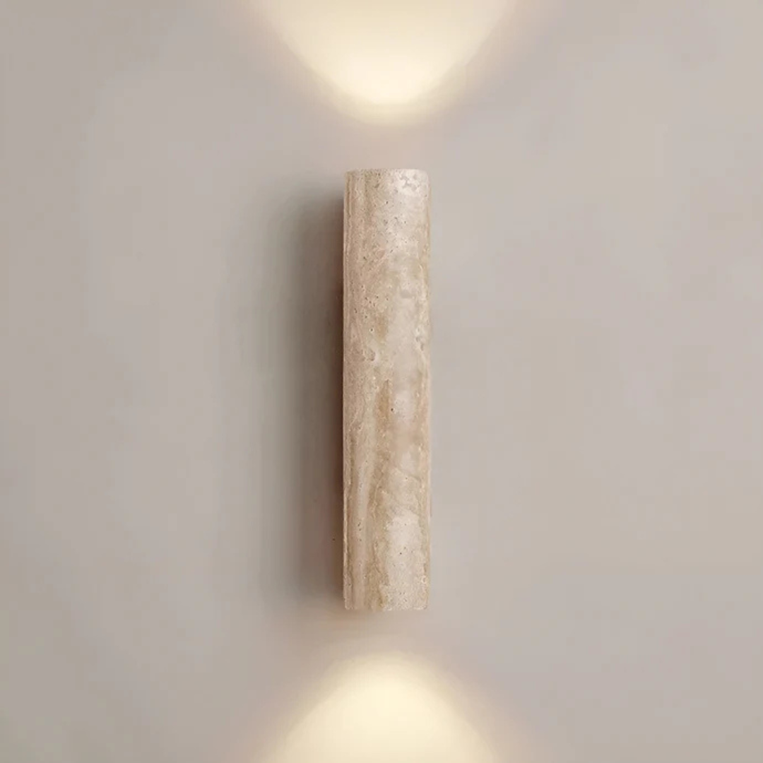 Travertine Wall Sconce with LED Light Cylinder