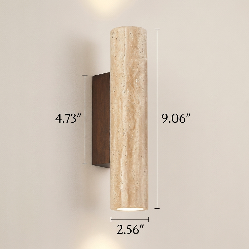 Travertine Wall Sconce with LED Light Cylinder