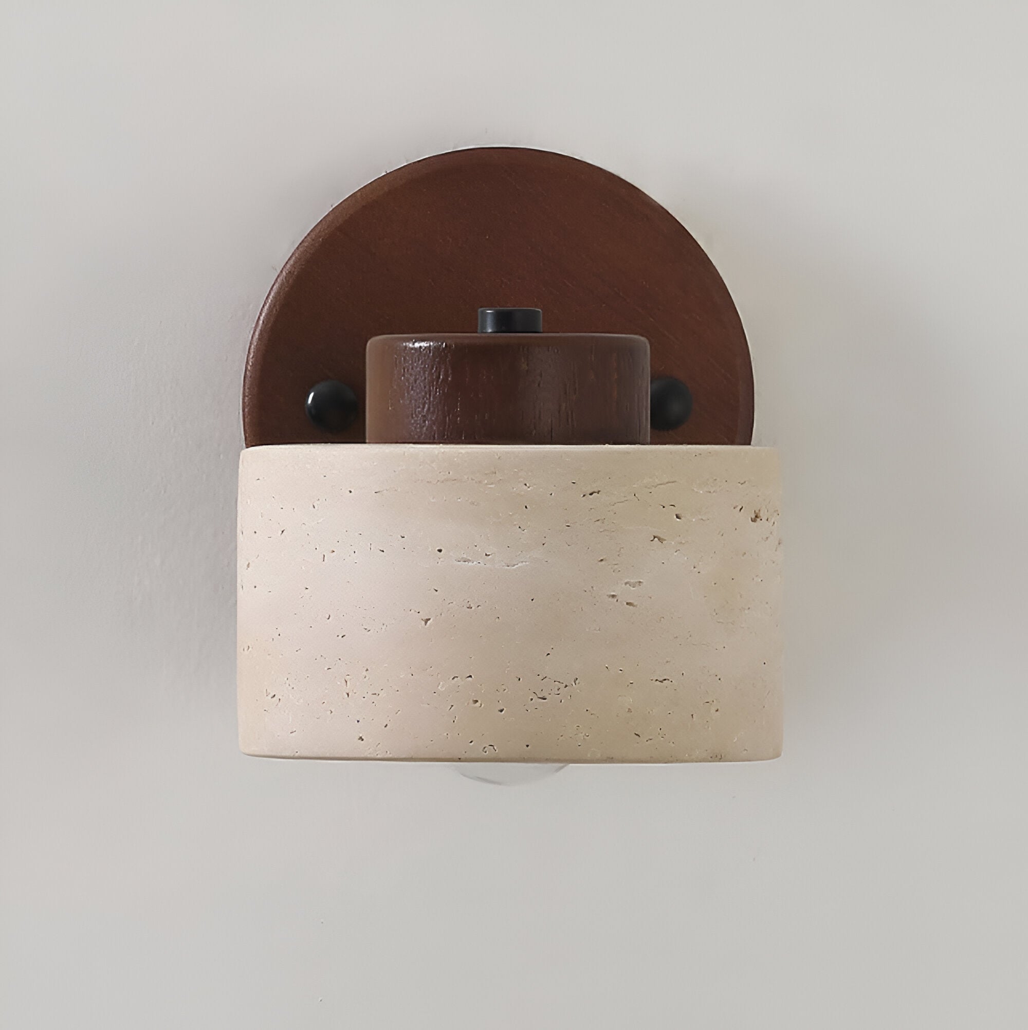 Travertine Wall Sconce with Wood and LED Light
