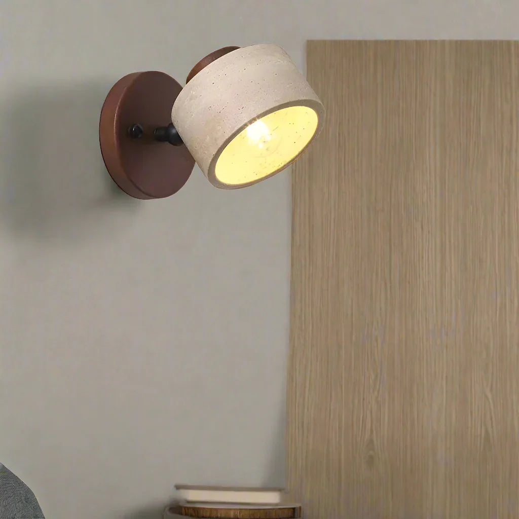 Travertine Wall Sconce with Wood and LED Light