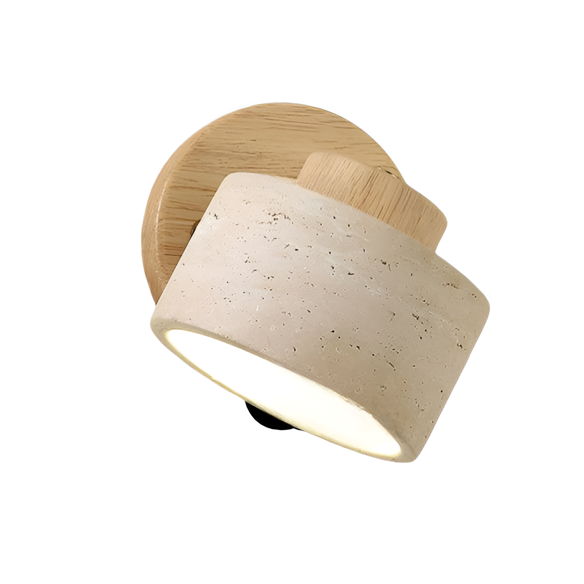Travertine Wall Sconce with Wood and LED Light