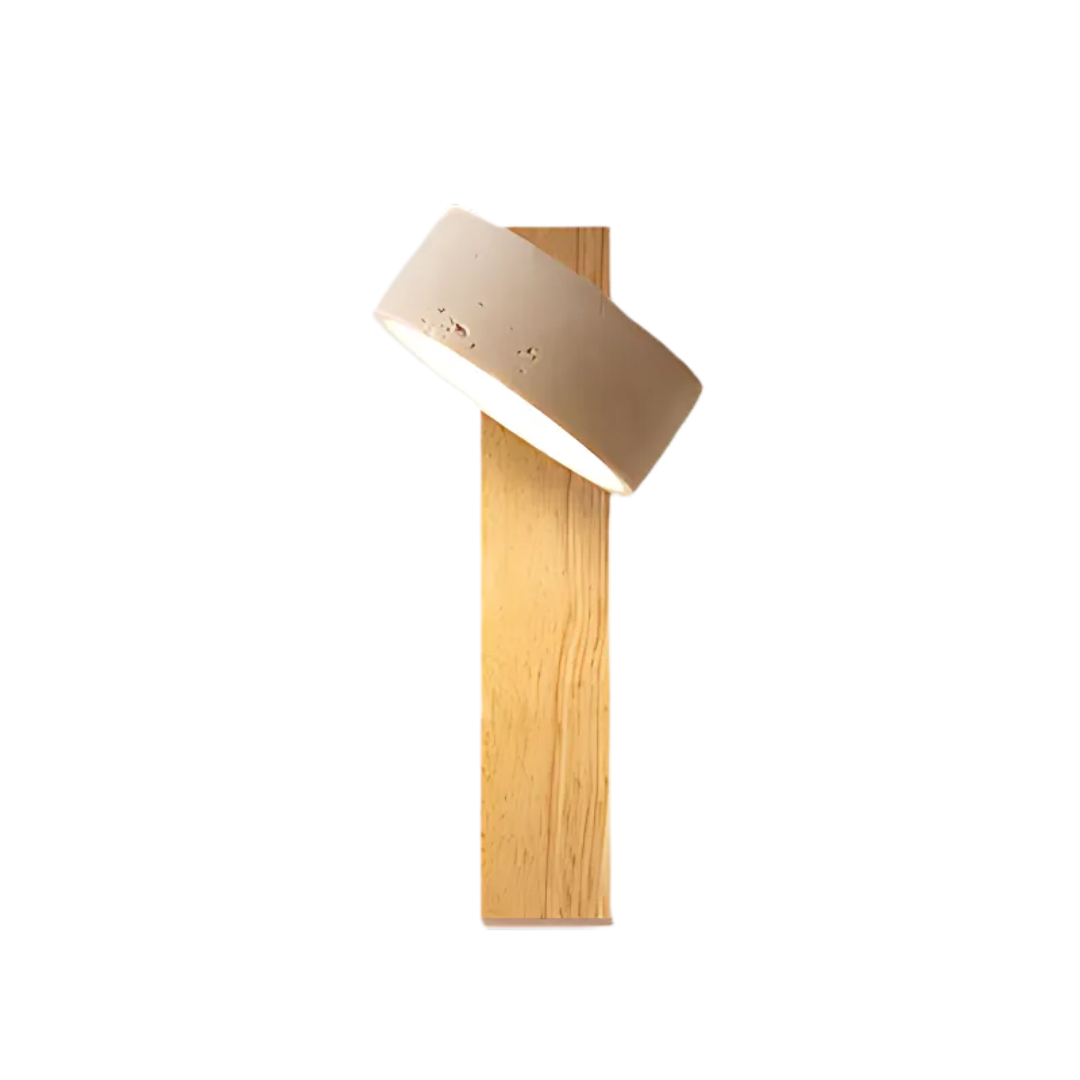 Travertine Wood Wall Sconce with Angled Shade